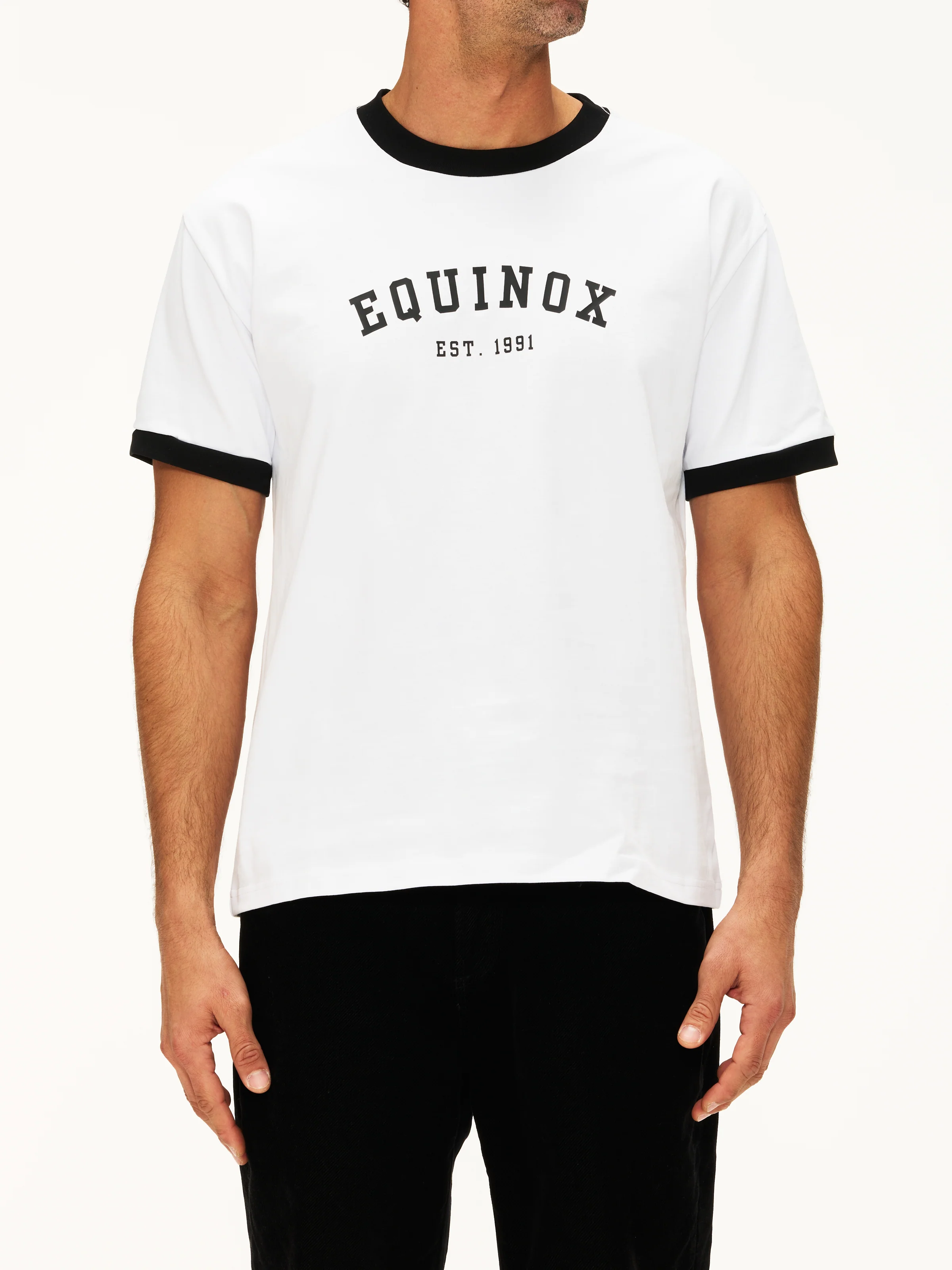 Equinox Unisex White Ringer Tee