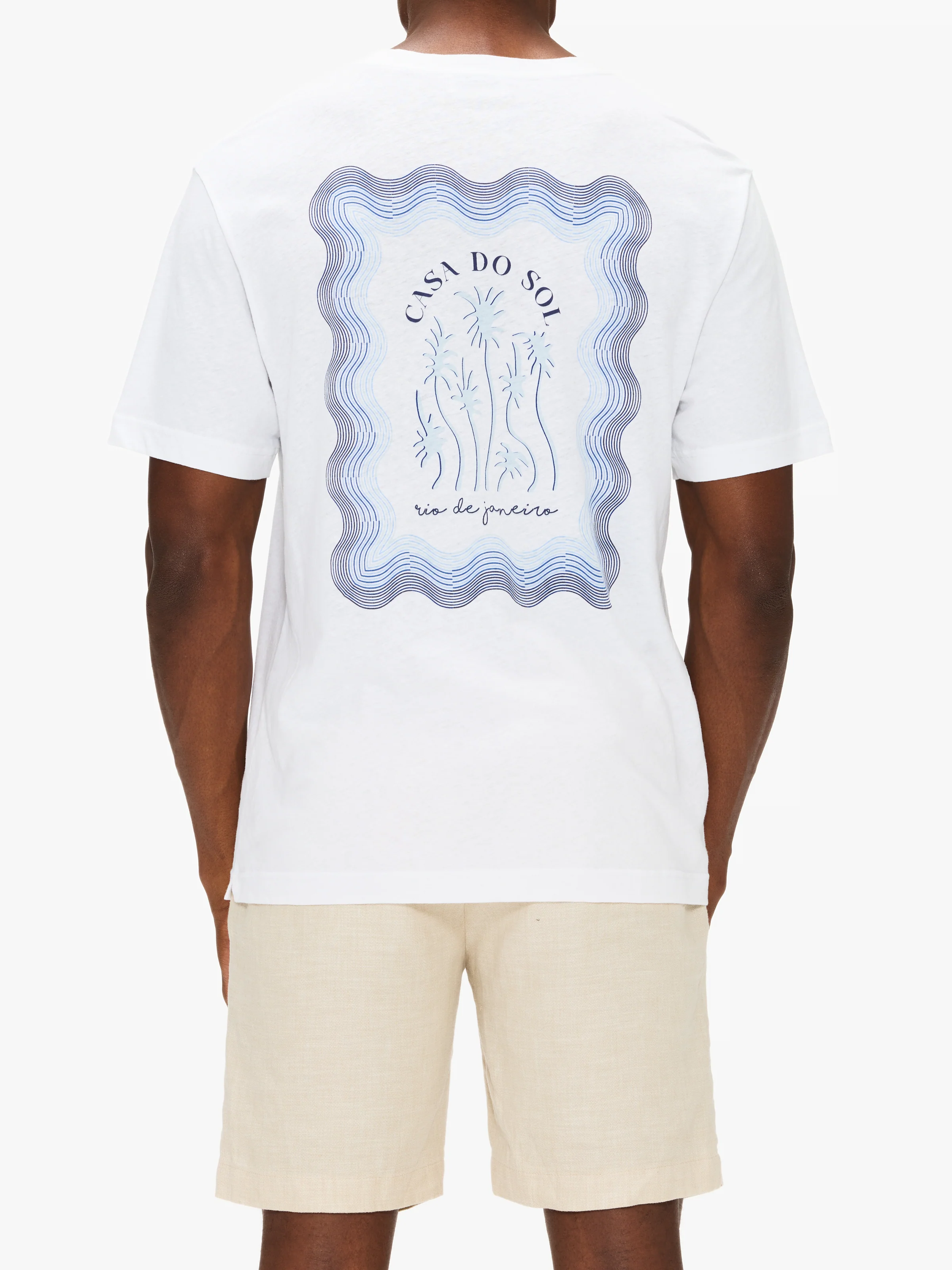 Frescobol Carioca Dinis Cotton Box Wave Printed Short Sleeve Shirt - Image 2