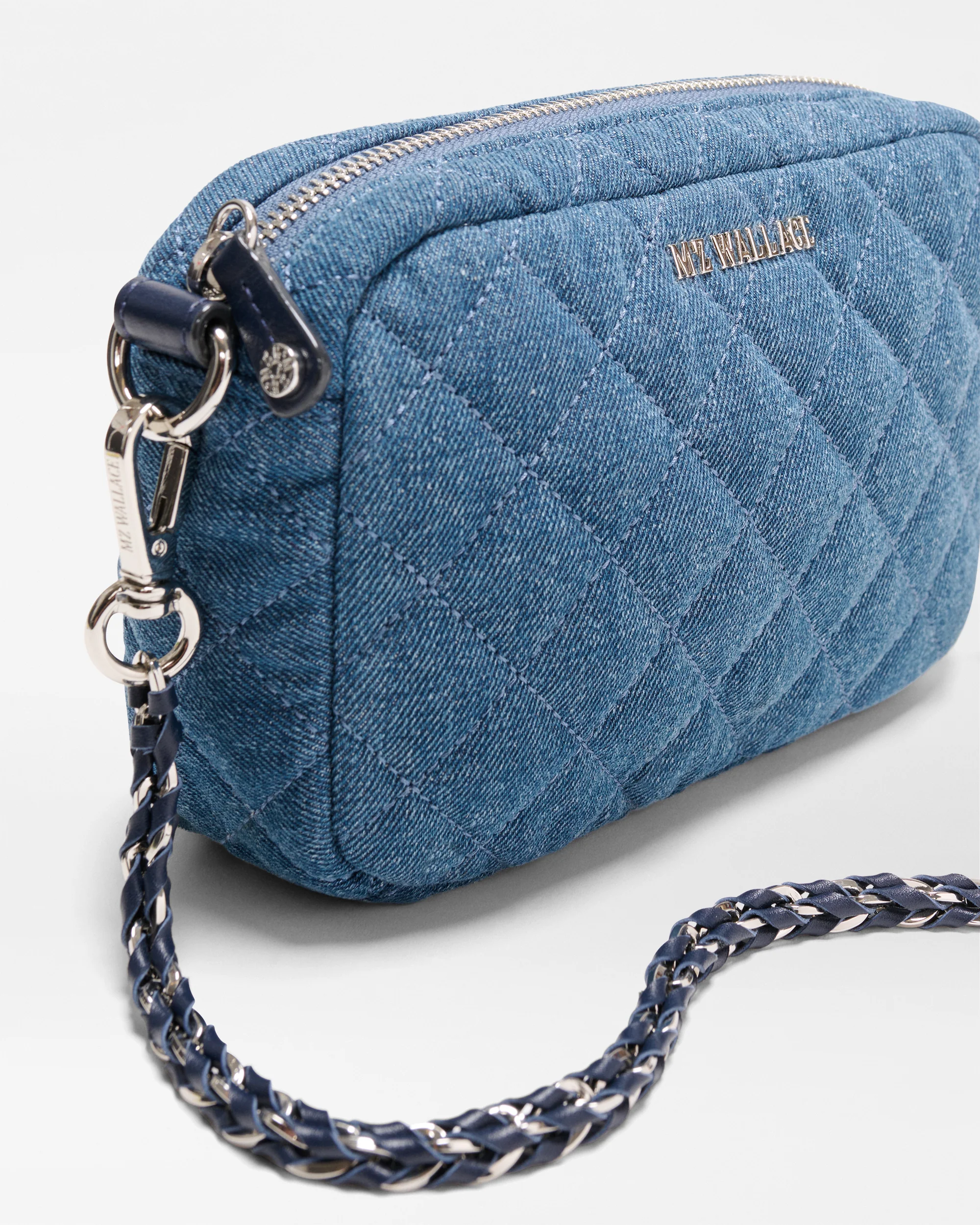 MZ Wallace Mini Crosby Quilted Denim Crossbody Bag - Image 3