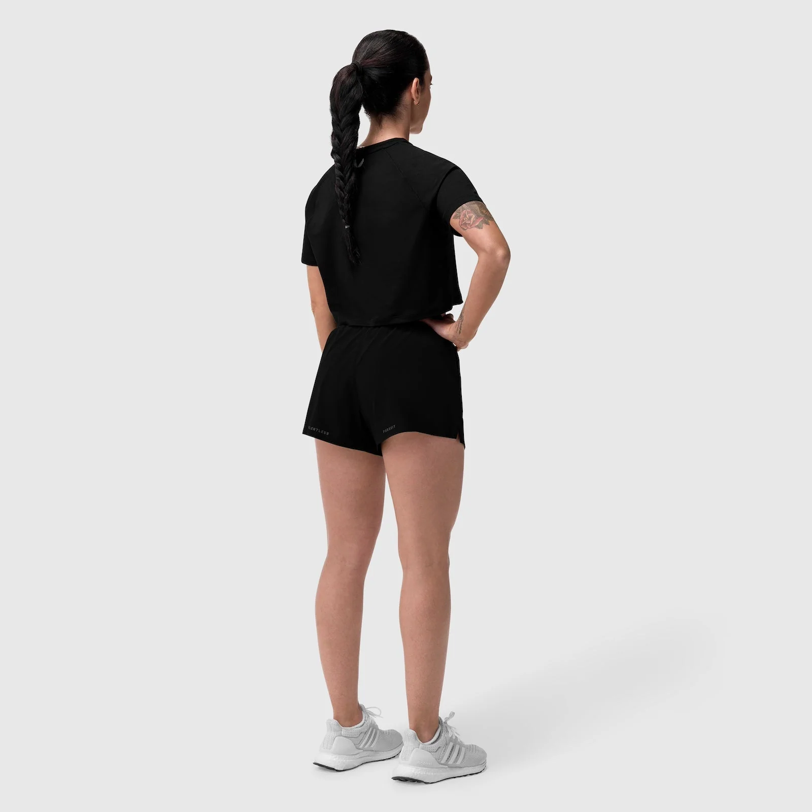 W018. AeroSilver® Cropped Tee - Black "ASRV" - Image 8