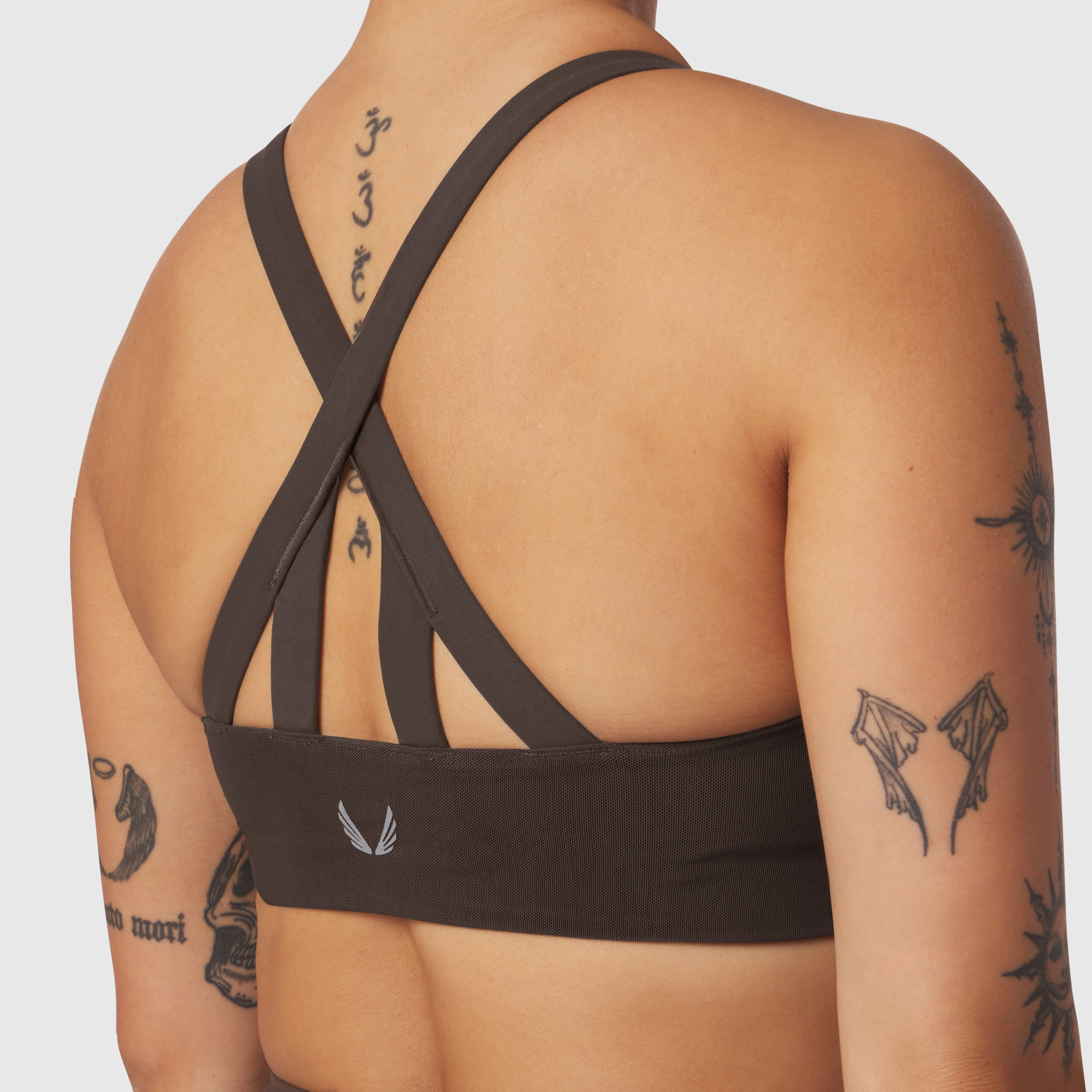 W039. LYCRA® Hybrid Sports Bra - Dark Earth - Image 2