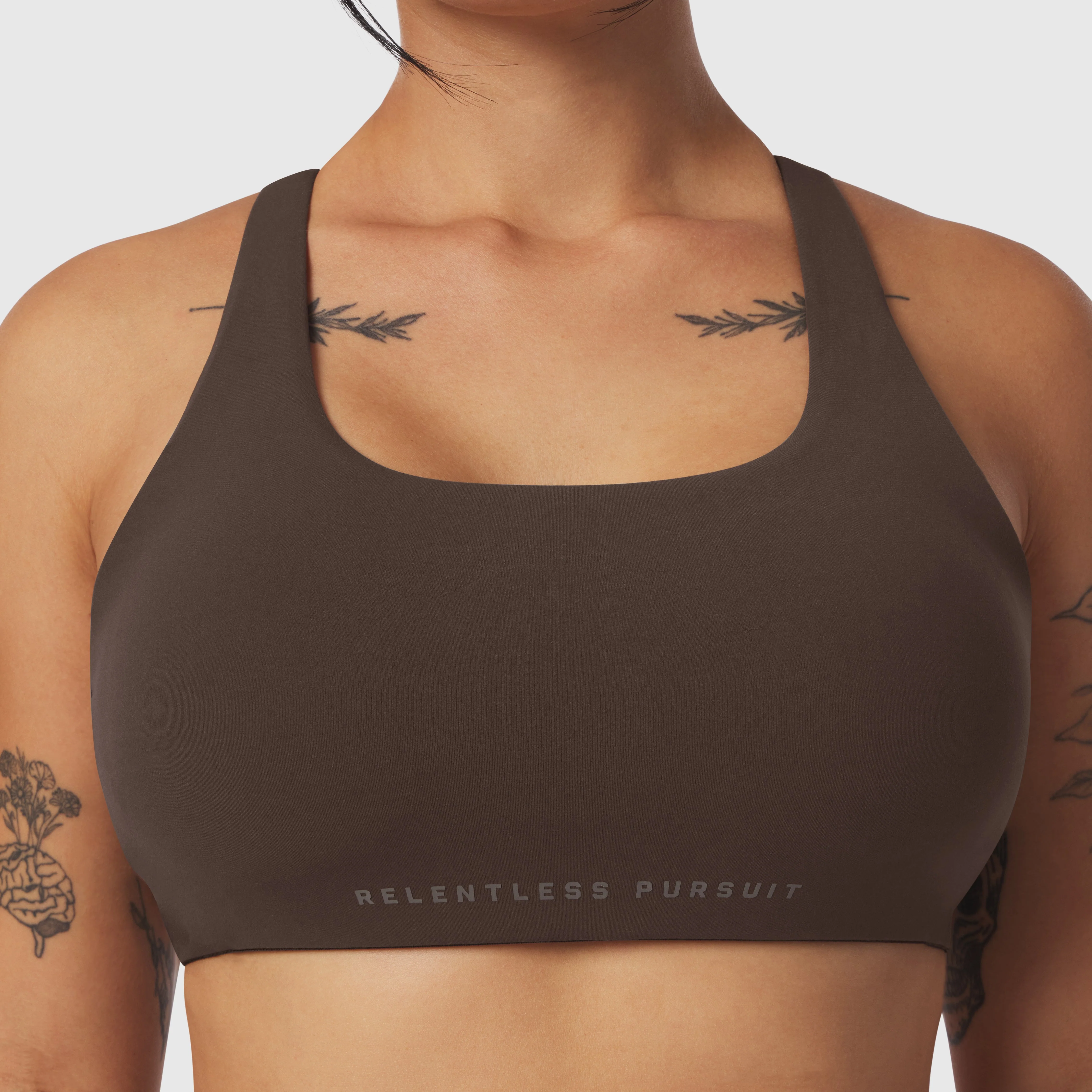 W039. LYCRA® Hybrid Sports Bra - Dark Earth - Image 3